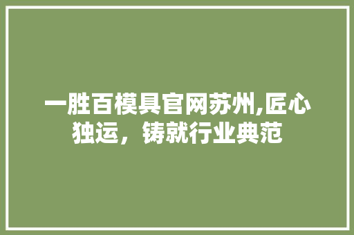 一胜百模具官网苏州,匠心独运，铸就行业典范
