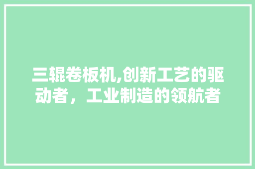 三辊卷板机,创新工艺的驱动者，工业制造的领航者
