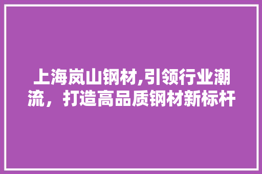 上海岚山钢材,引领行业潮流，打造高品质钢材新标杆