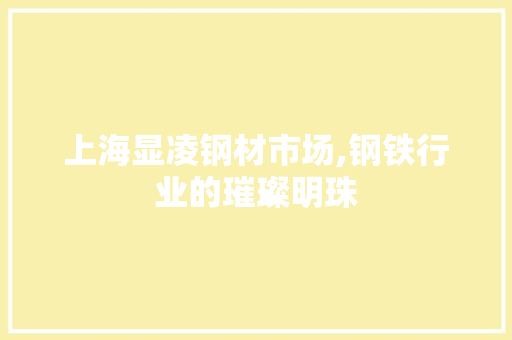 上海显凌钢材市场,钢铁行业的璀璨明珠