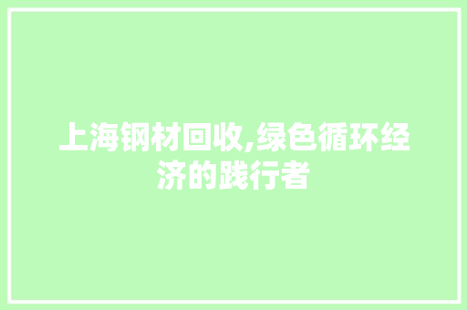 上海钢材回收,绿色循环经济的践行者