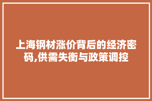 上海钢材涨价背后的经济密码,供需失衡与政策调控