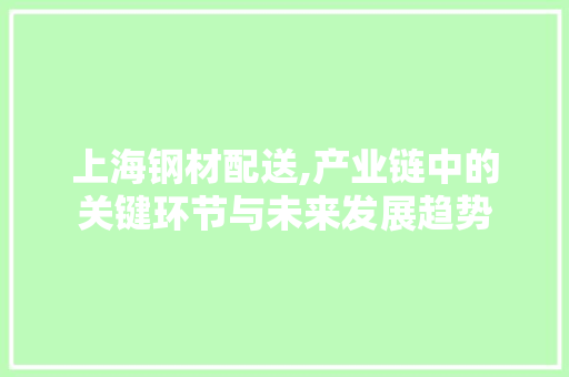 上海钢材配送,产业链中的关键环节与未来发展趋势