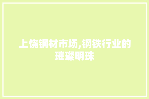 上饶钢材市场,钢铁行业的璀璨明珠