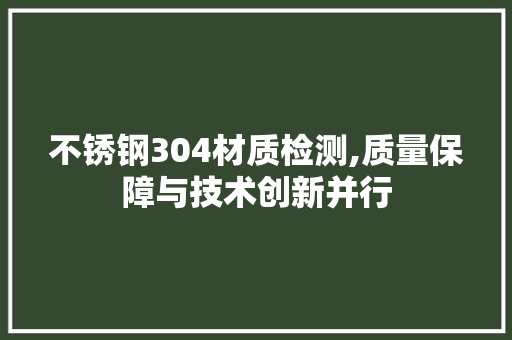 不锈钢304材质检测,质量保障与技术创新并行