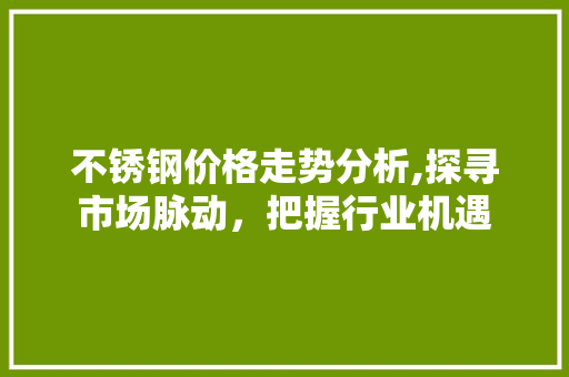 不锈钢价格走势分析,探寻市场脉动，把握行业机遇