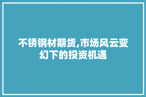 不锈钢材期货,市场风云变幻下的投资机遇