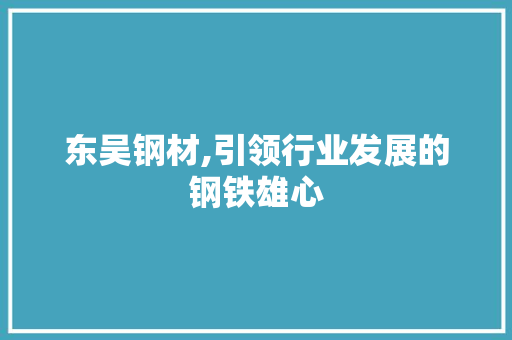 东吴钢材,引领行业发展的钢铁雄心