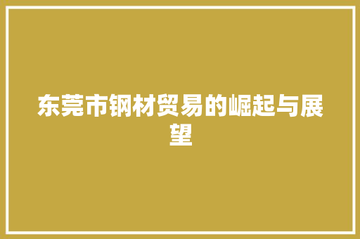 东莞市钢材贸易的崛起与展望