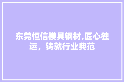 东莞恒信模具钢材,匠心独运，铸就行业典范
