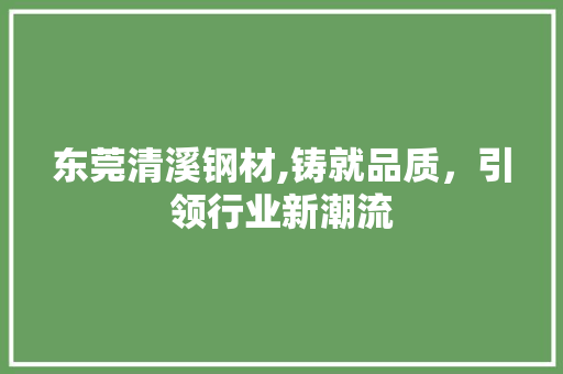 东莞清溪钢材,铸就品质，引领行业新潮流