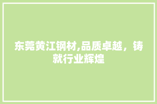 东莞黄江钢材,品质卓越，铸就行业辉煌