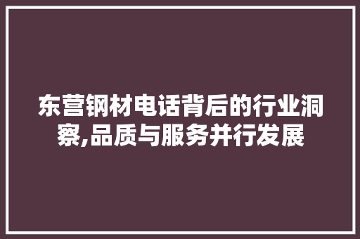 东营钢材电话背后的行业洞察,品质与服务并行发展