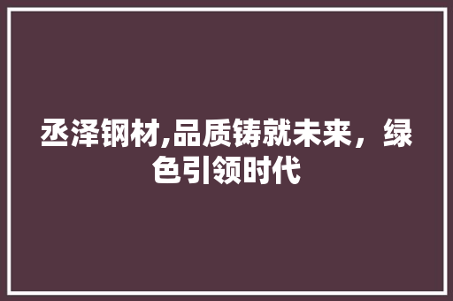 丞泽钢材,品质铸就未来，绿色引领时代