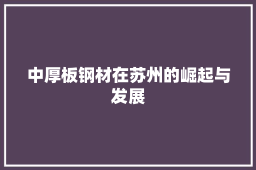 中厚板钢材在苏州的崛起与发展