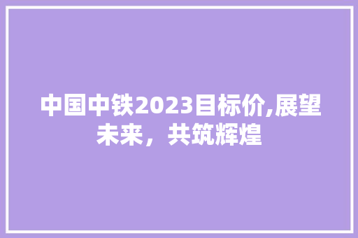 中国中铁2023目标价,展望未来，共筑辉煌