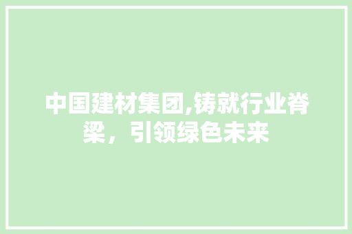 中国建材集团,铸就行业脊梁，引领绿色未来