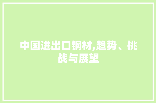 中国进出口钢材,趋势、挑战与展望