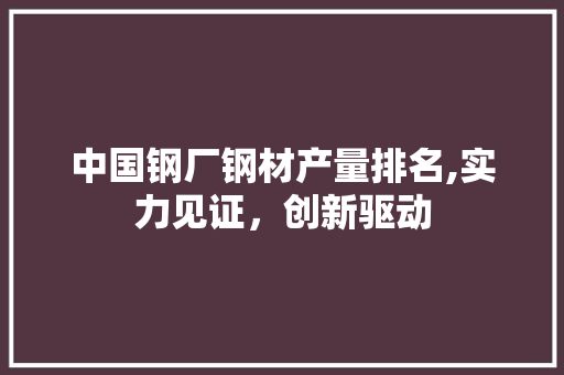中国钢厂钢材产量排名,实力见证，创新驱动
