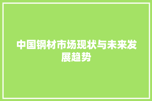 中国钢材市场现状与未来发展趋势