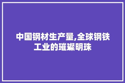 中国钢材生产量,全球钢铁工业的璀璨明珠