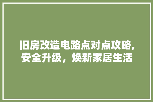 旧房改造电路点对点攻略,安全升级，焕新家居生活