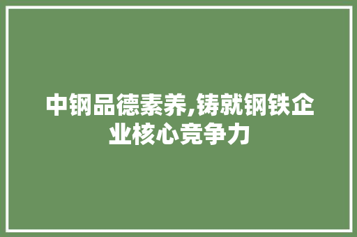 中钢品德素养,铸就钢铁企业核心竞争力