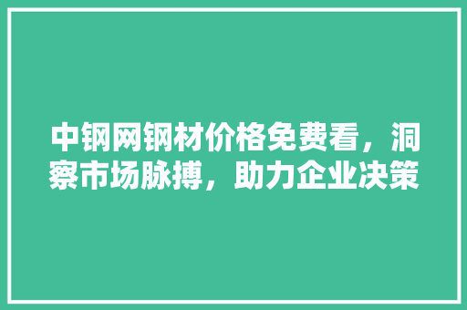 中钢网钢材价格免费看，洞察市场脉搏，助力企业决策