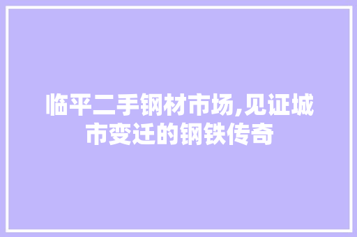 临平二手钢材市场,见证城市变迁的钢铁传奇