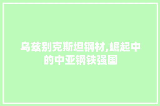 乌兹别克斯坦钢材,崛起中的中亚钢铁强国