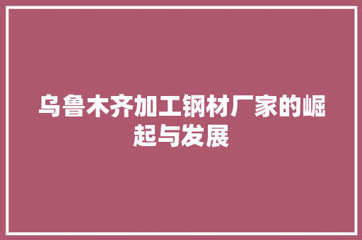 乌鲁木齐加工钢材厂家的崛起与发展