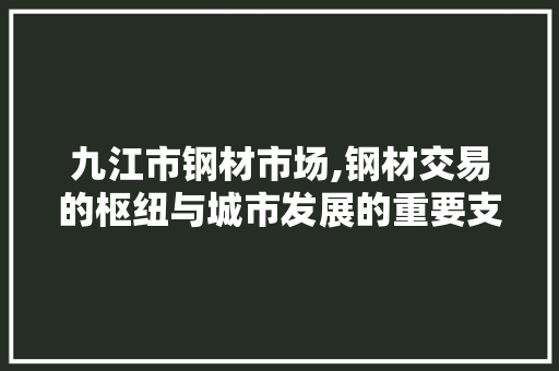 九江市钢材市场,钢材交易的枢纽与城市发展的重要支撑