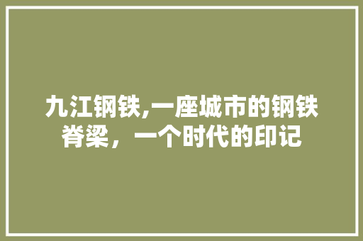 九江钢铁,一座城市的钢铁脊梁，一个时代的印记