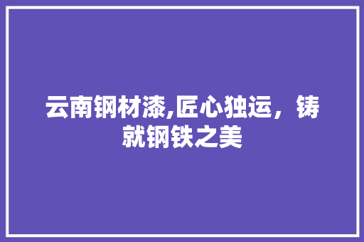 云南钢材漆,匠心独运，铸就钢铁之美