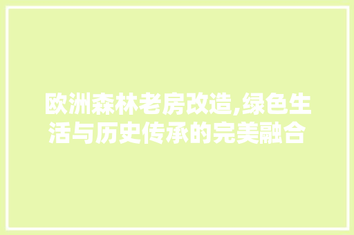 欧洲森林老房改造,绿色生活与历史传承的完美融合