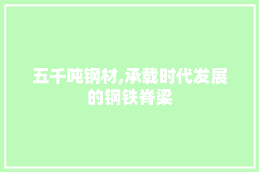 五千吨钢材,承载时代发展的钢铁脊梁