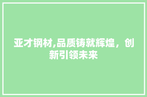 亚才钢材,品质铸就辉煌，创新引领未来