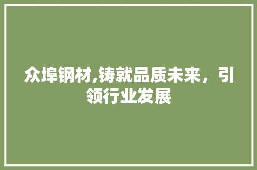 众埠钢材,铸就品质未来，引领行业发展