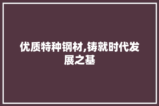 优质特种钢材,铸就时代发展之基