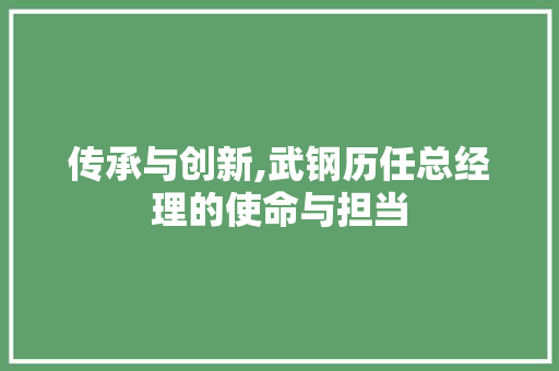 传承与创新,武钢历任总经理的使命与担当