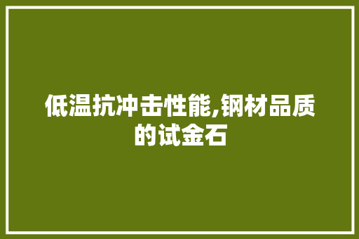 低温抗冲击性能,钢材品质的试金石
