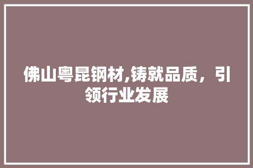佛山粤昆钢材,铸就品质，引领行业发展