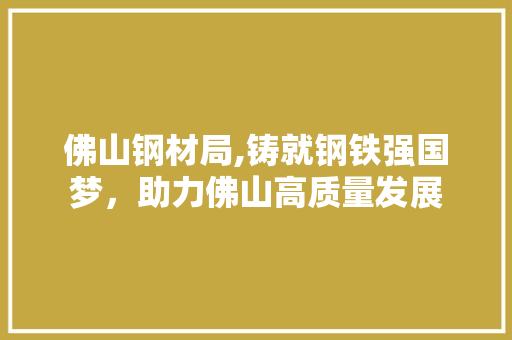 佛山钢材局,铸就钢铁强国梦，助力佛山高质量发展