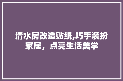清水房改造贴纸,巧手装扮家居，点亮生活美学