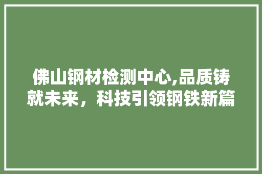 佛山钢材检测中心,品质铸就未来，科技引领钢铁新篇章