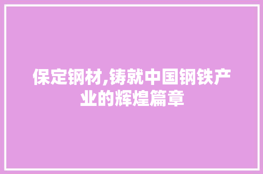 保定钢材,铸就中国钢铁产业的辉煌篇章