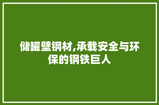 储罐壁钢材,承载安全与环保的钢铁巨人