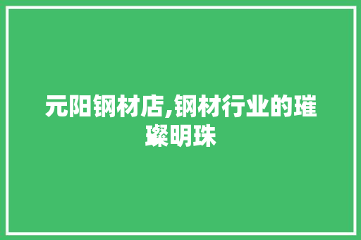 元阳钢材店,钢材行业的璀璨明珠