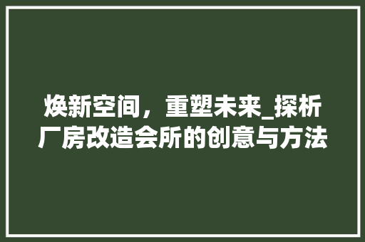 焕新空间，重塑未来_探析厂房改造会所的创意与方法