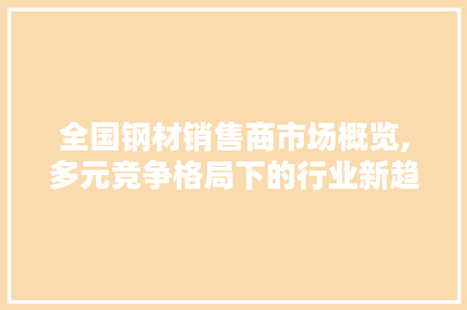 全国钢材销售商市场概览,多元竞争格局下的行业新趋势